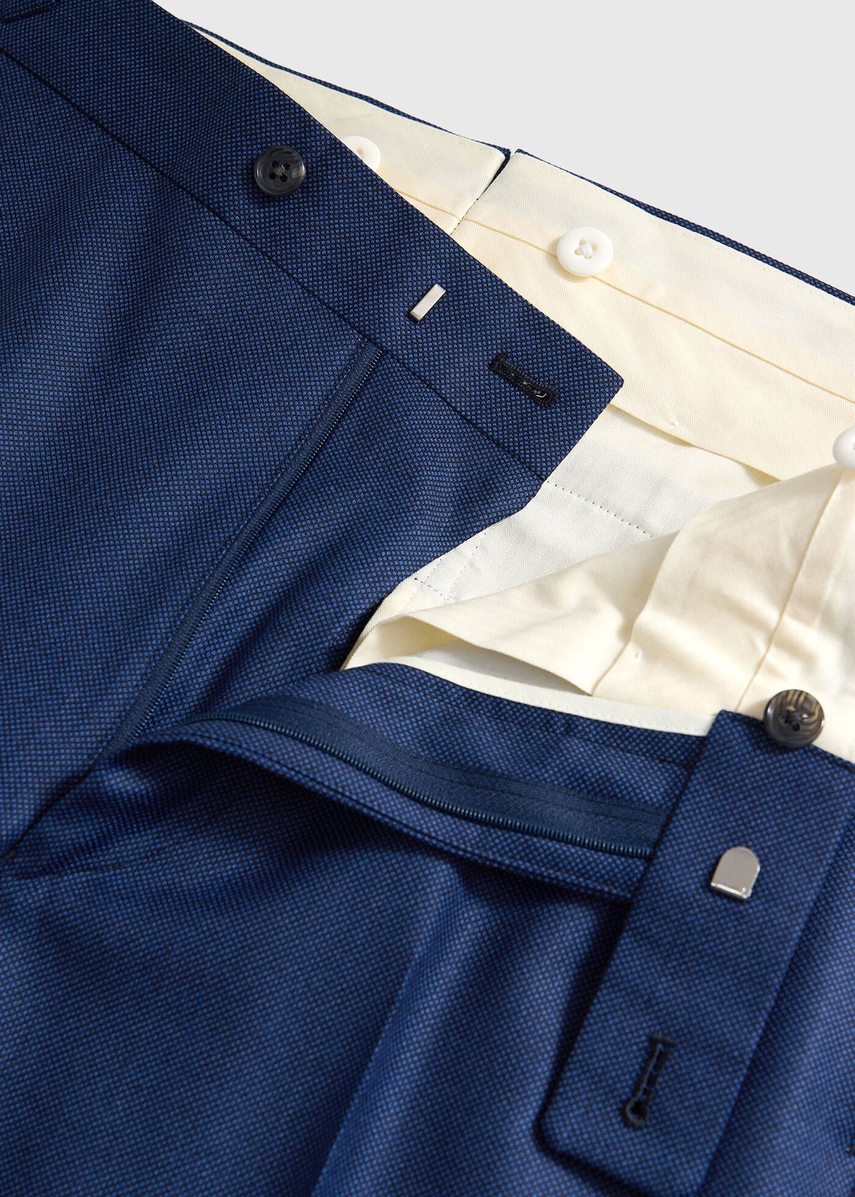 All Year Wool Bird's Eye Suit Blue - Paul Stuart