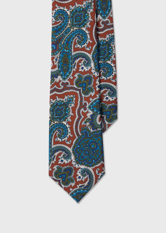 Paisley Medallion Silk Tie Green - Paul Stuart