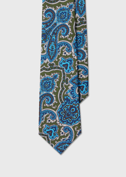 Paisley Medallion Silk Tie Green - Paul Stuart