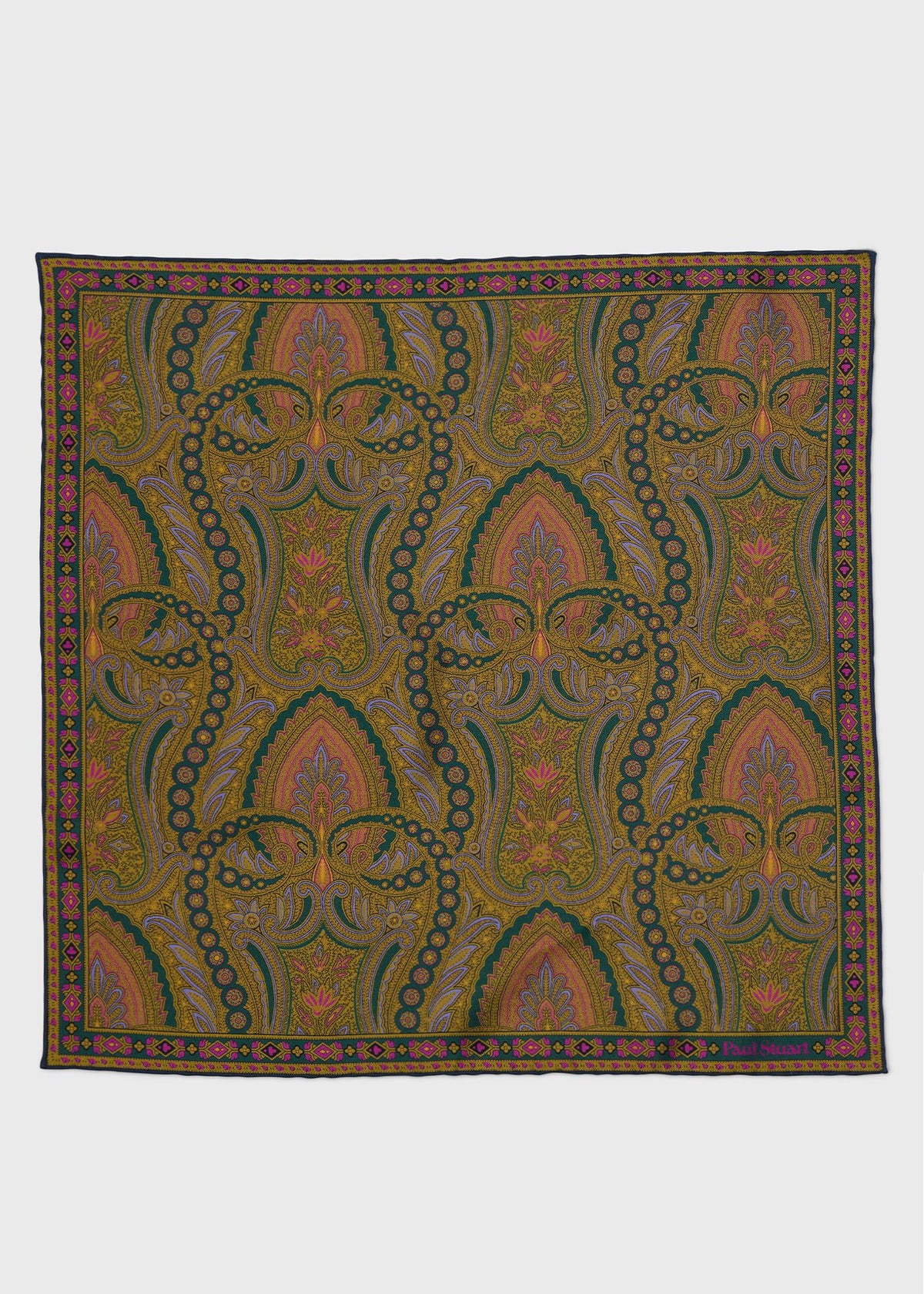 Paisley Silk Pocket Square Navy - Paul Stuart