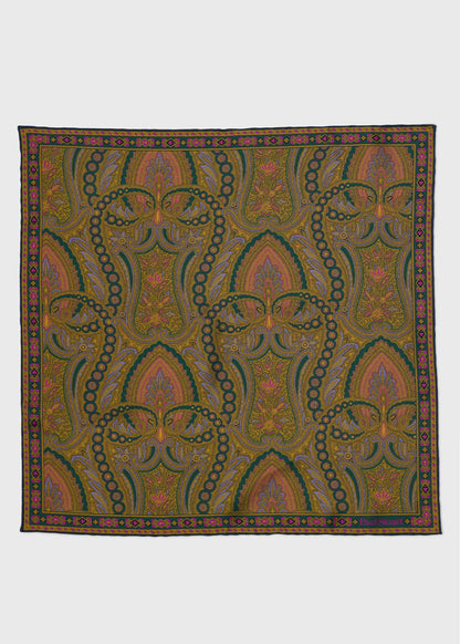 Paisley Silk Pocket Square Navy - Paul Stuart