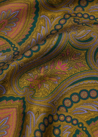 Paisley Silk Pocket Square Navy - Paul Stuart