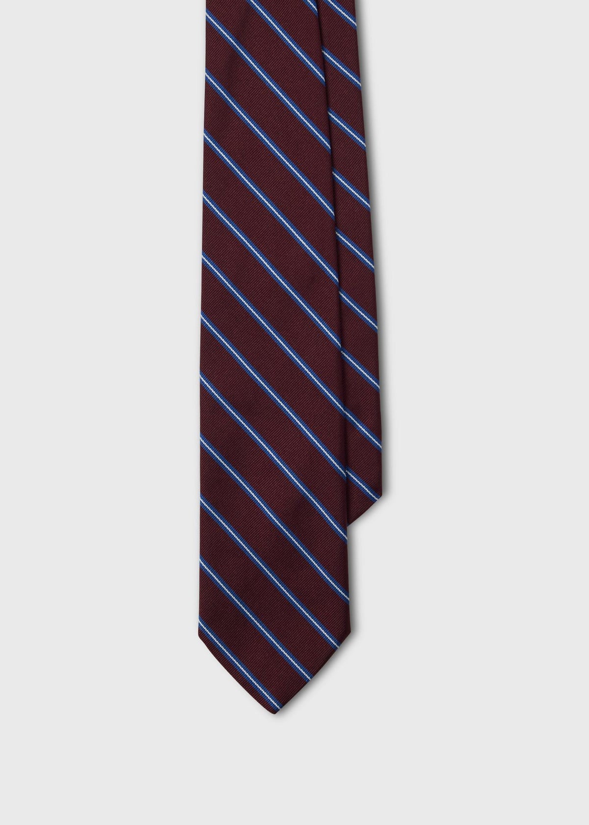 Repp Stripe Silk Tie Burgundy - Paul Stuart