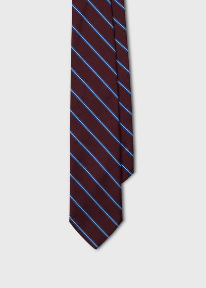Repp Stripe Silk Tie Burgundy - Paul Stuart