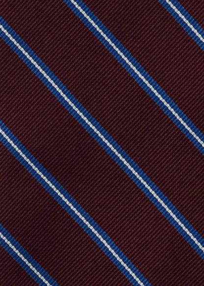 Repp Stripe Silk Tie Burgundy - Paul Stuart