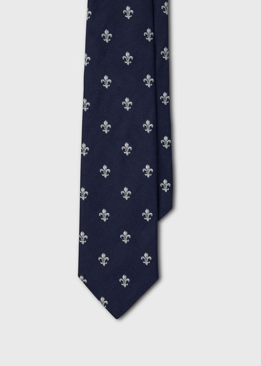 Fleur-de-Lis Silk Tie Green/Red - Paul Stuart