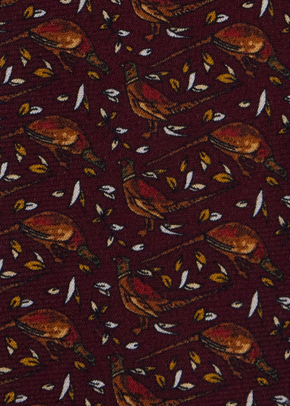 Pheasant Wool & Silk Tie Burgundy - Paul Stuart