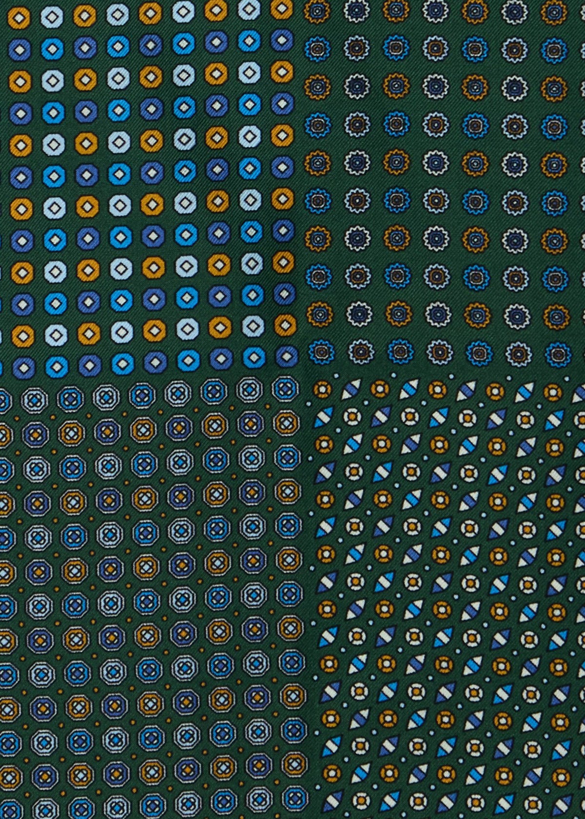 Patchwork Micro Foulard Silk Pocket Square Blue/Green - Paul Stuart