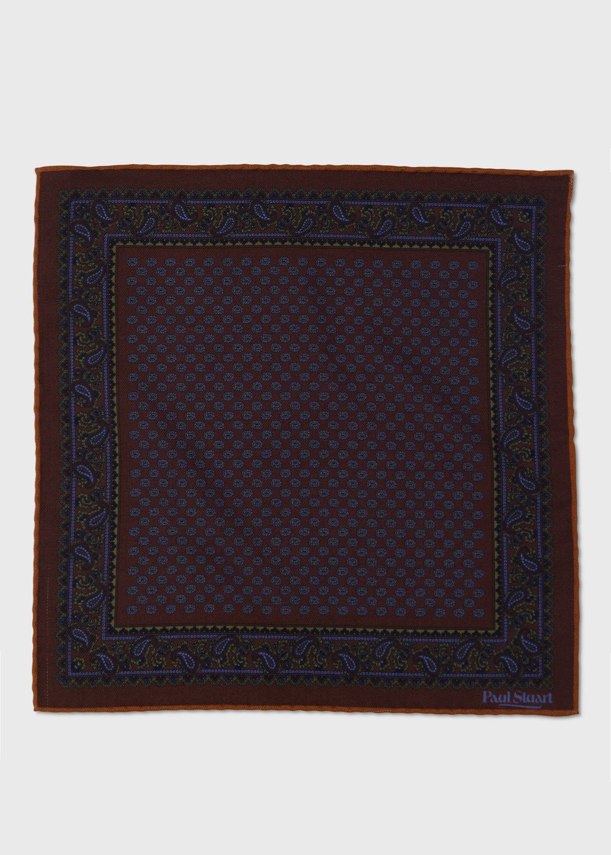 Medallion Wool Pocket Square Brown - Paul Stuart