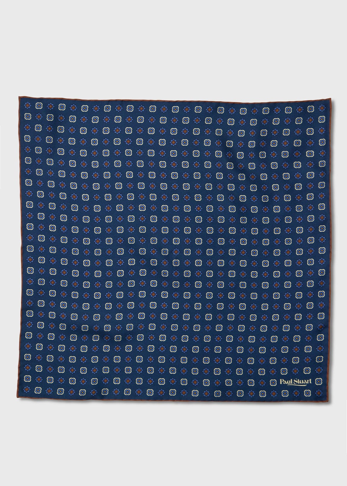 Medallion Silk Pocket Square Blue - Paul Stuart