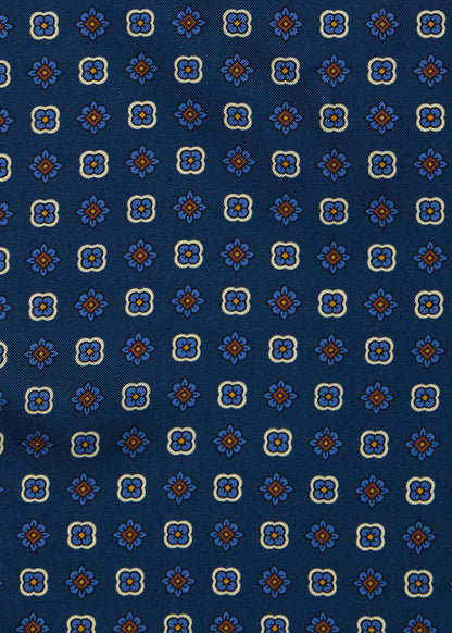 Medallion Silk Pocket Square Blue - Paul Stuart