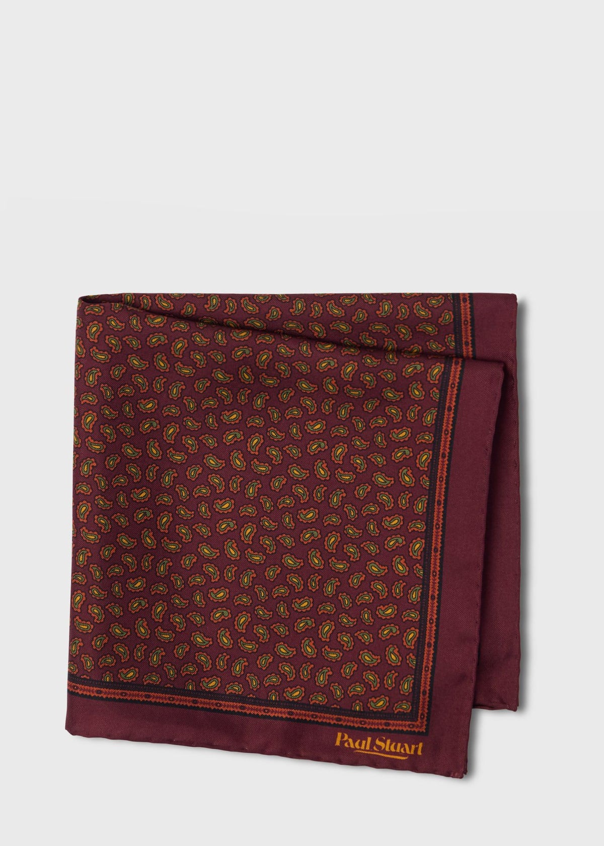 Micro Paisley Silk Pocket Square Burgundy - Paul Stuart