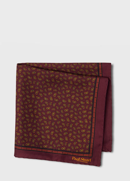 Micro Paisley Silk Pocket Square Burgundy - Paul Stuart