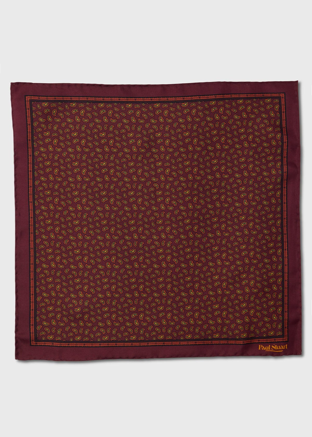 Micro Paisley Silk Pocket Square Burgundy - Paul Stuart