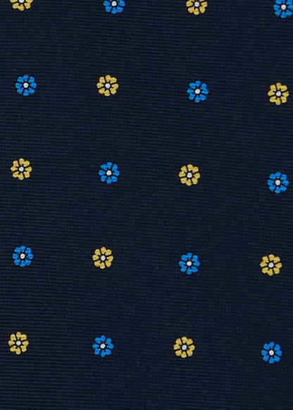Floral Medallion Silk Tie Navy - Paul Stuart
