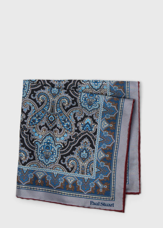 Paisley Silk Pocket Square Brown/Grey - Paul Stuart