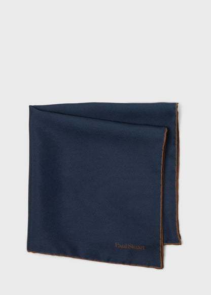 Contrast Border Silk Pocket Square Black/Tan - Paul Stuart