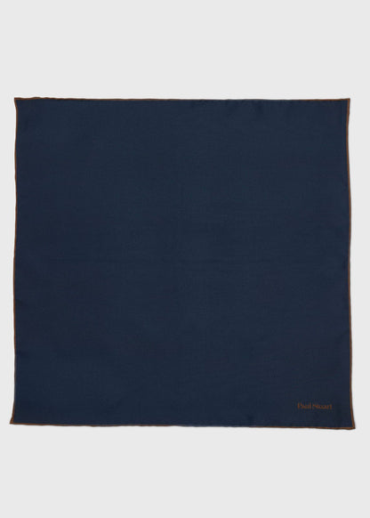 Contrast Border Silk Pocket Square Black/Tan - Paul Stuart