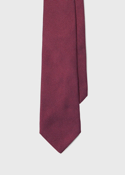 Woven Silk Micro Dot Tie Black - Paul Stuart