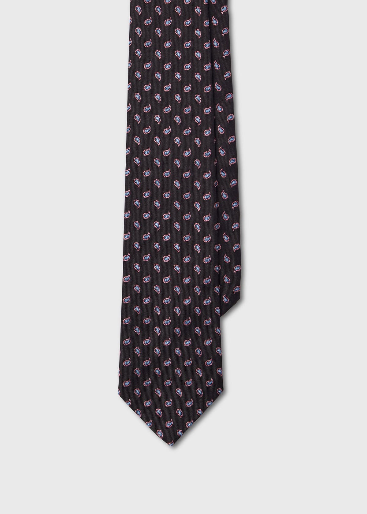 Geometric Paisley Silk Tie Brown - Paul Stuart