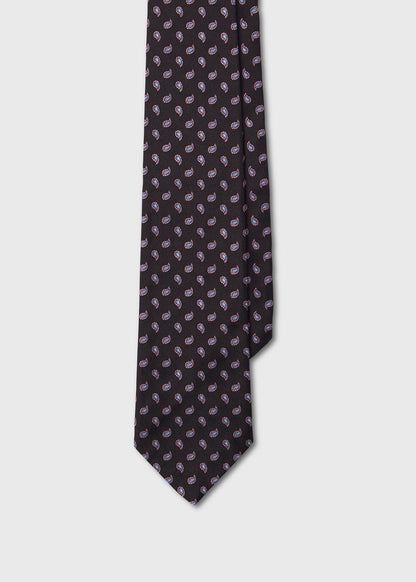 Geometric Paisley Silk Tie Brown - Paul Stuart