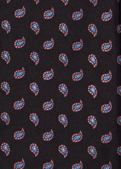 Geometric Paisley Silk Tie Brown - Paul Stuart
