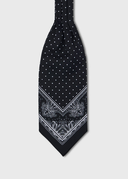 Dot Motif Silk Ascot Black - Paul Stuart