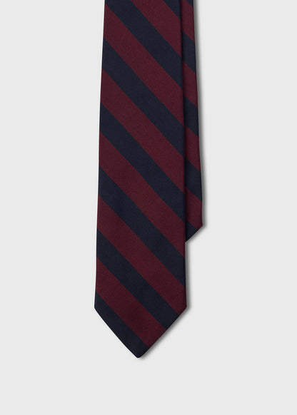 Block Stripe Silk Tie Navy/Blue - Paul Stuart