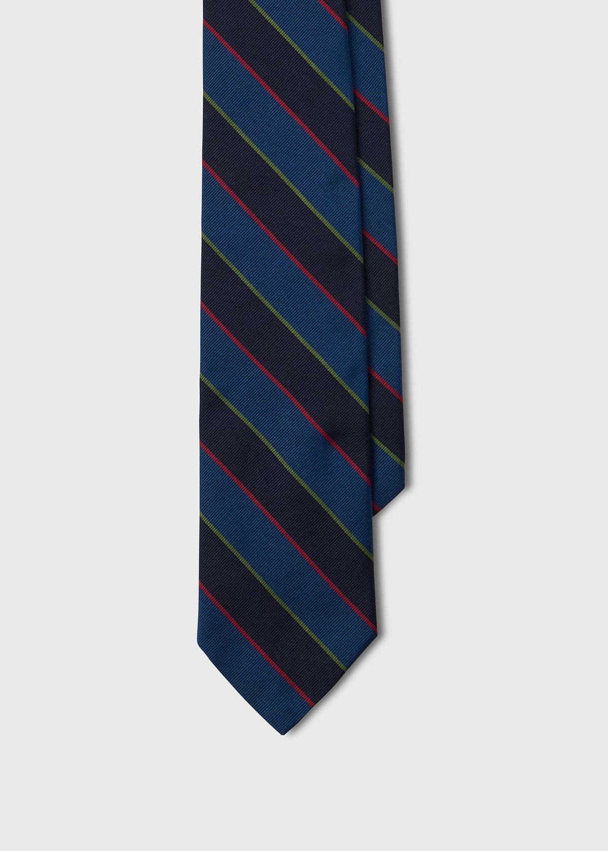 Repp Stripe Silk Tie Navy Mix - Paul Stuart