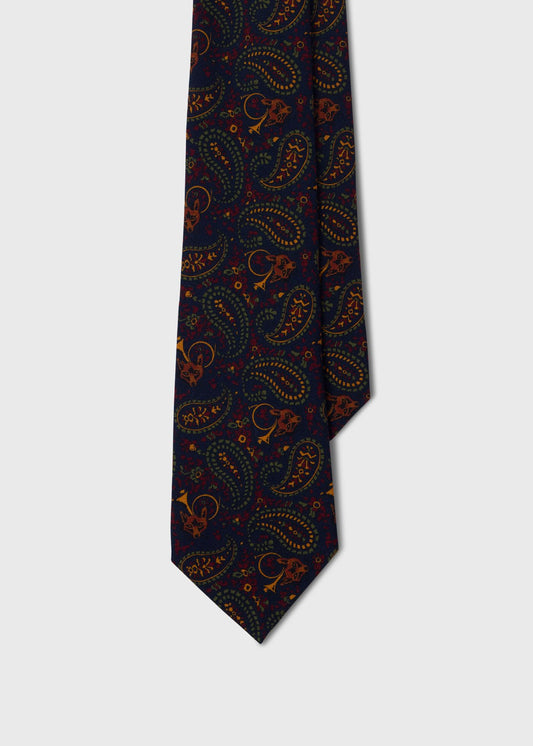 Fox Wool Tie Navy - Paul Stuart