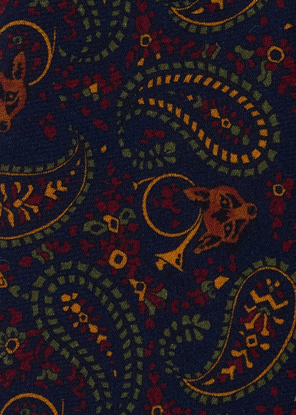 Fox Wool Tie Navy - Paul Stuart