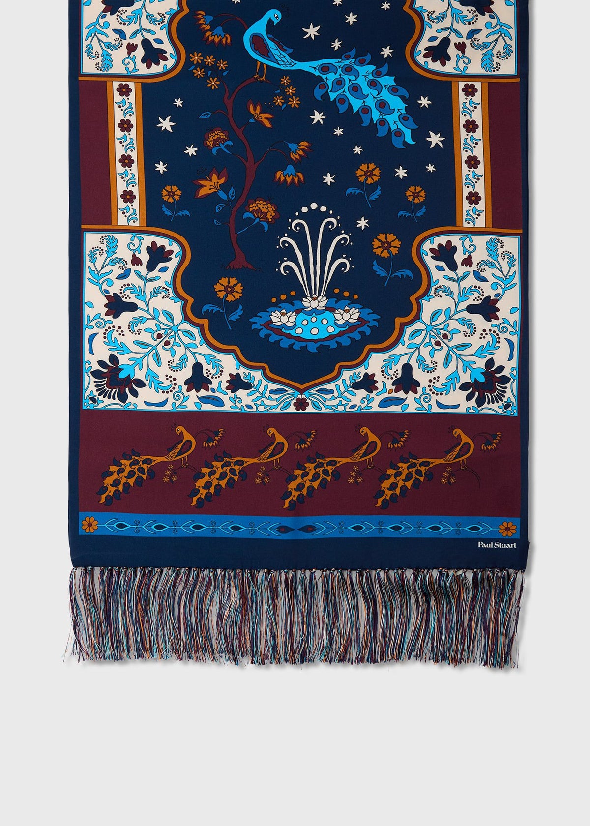 Silk Floral Scarf Burgundy/Navy - Paul Stuart