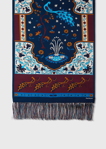 Silk Floral Scarf Burgundy/Navy - Paul Stuart
