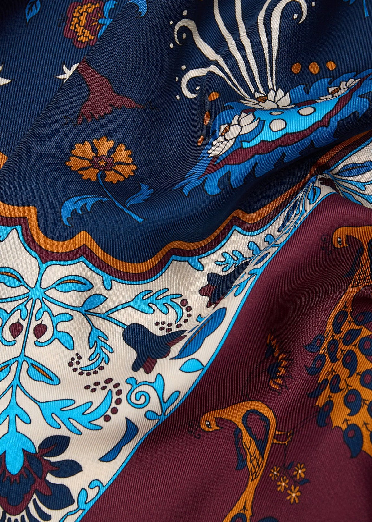 Silk Floral Scarf Burgundy/Navy - Paul Stuart