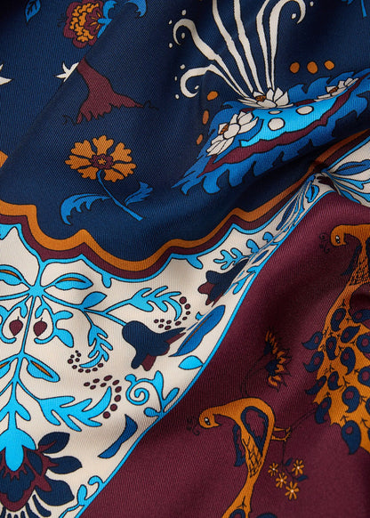 Silk Floral Scarf Burgundy/Navy - Paul Stuart