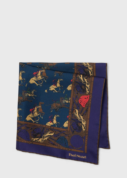 Equestrian Silk Pocket Square Purple/Brown - Paul Stuart