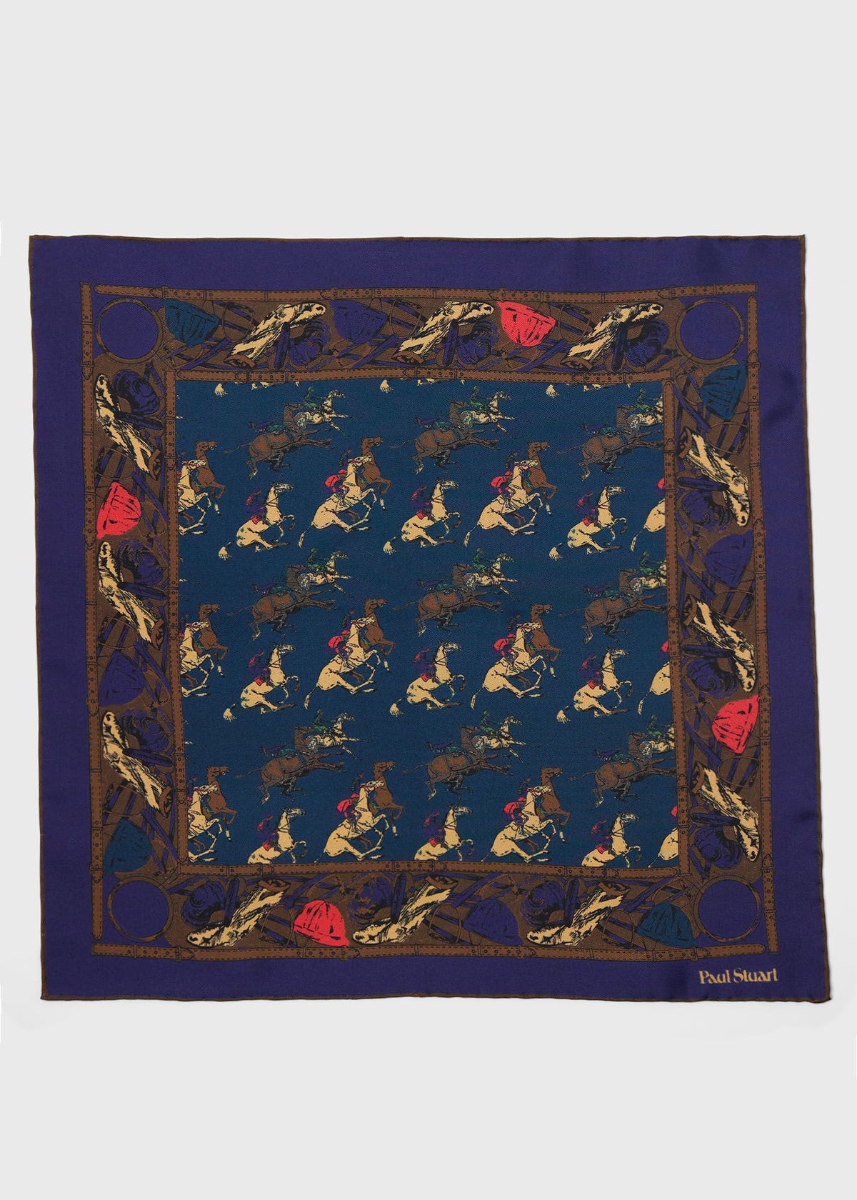 Equestrian Silk Pocket Square Purple/Brown - Paul Stuart
