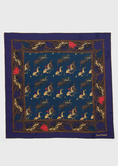 Equestrian Silk Pocket Square Purple/Brown - Paul Stuart