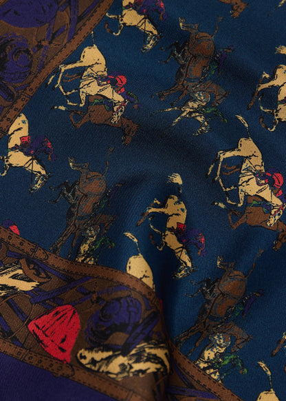 Equestrian Silk Pocket Square Purple/Brown - Paul Stuart