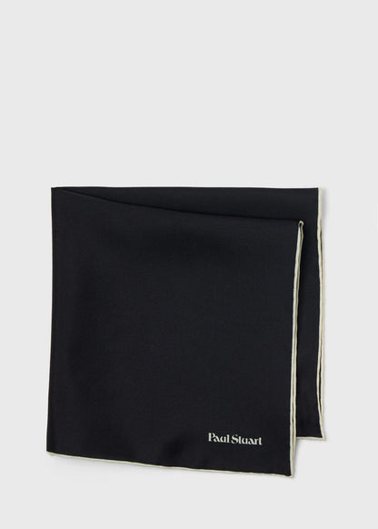 Contrast Border Silk Pocket Square Black/Tan - Paul Stuart