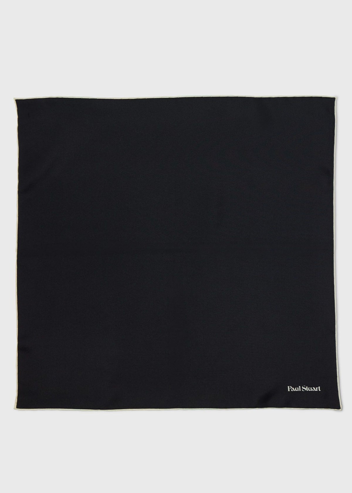 Contrast Border Silk Pocket Square Black/Tan - Paul Stuart