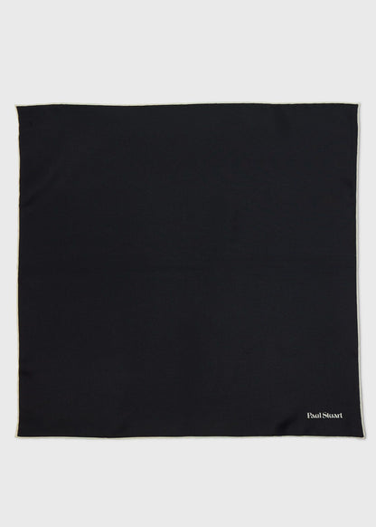 Contrast Border Silk Pocket Square Black/Tan - Paul Stuart