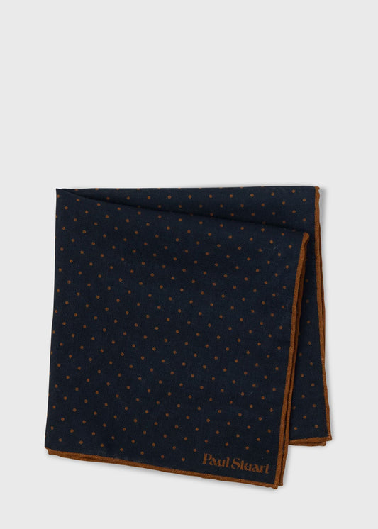 Pindot Wool Pocket Square Brown/Blue - Paul Stuart