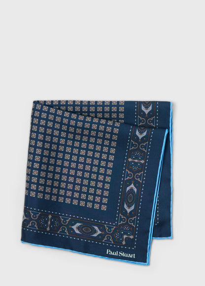 Foulard Silk Pocket Square Navy - Paul Stuart