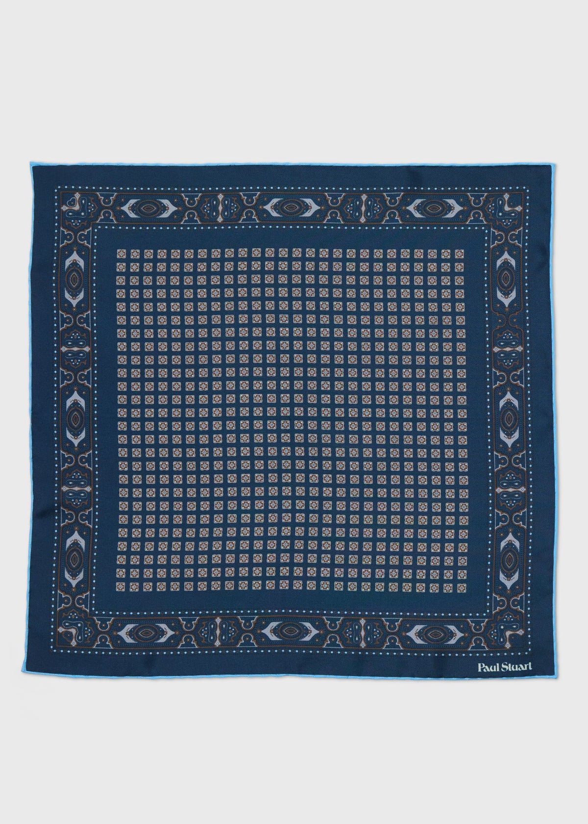Foulard Silk Pocket Square Navy - Paul Stuart