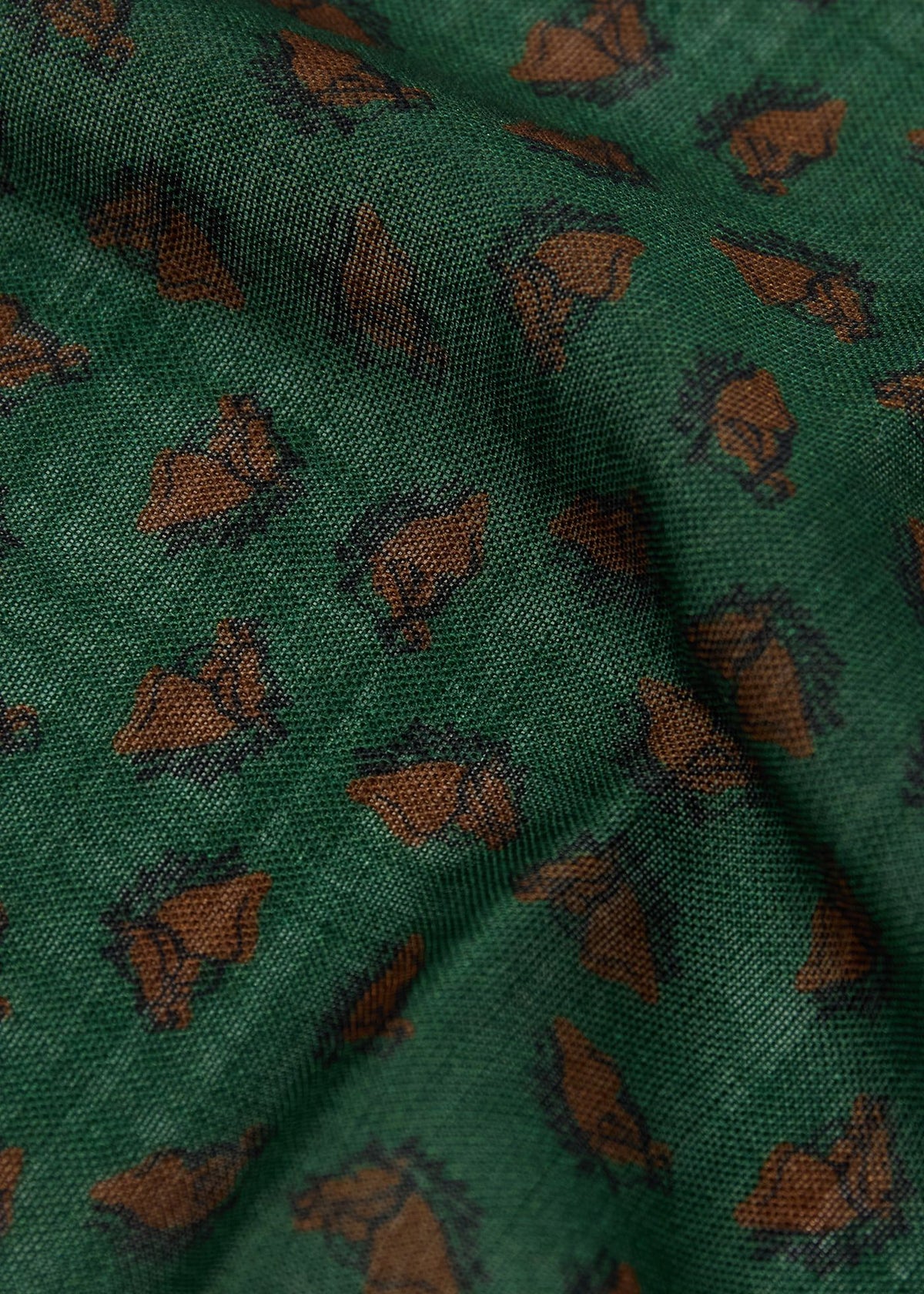 Equestrian Print Wool Pocket Square Green - Paul Stuart