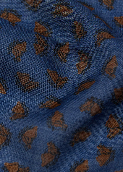 Equestrian Print Wool Pocket Square Green - Paul Stuart
