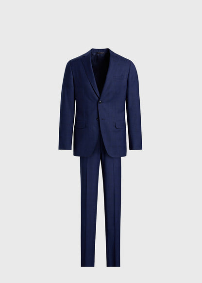 All Year Wool Plaid Suit Mid Blue - Paul Stuart