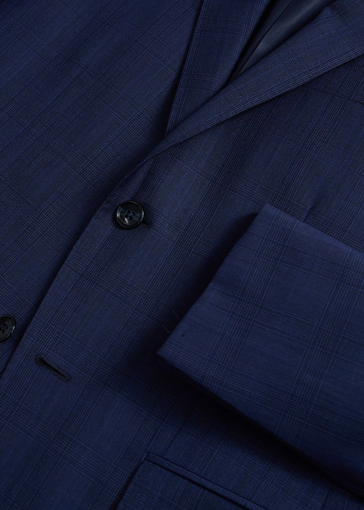 All Year Wool Plaid Suit Mid Blue - Paul Stuart