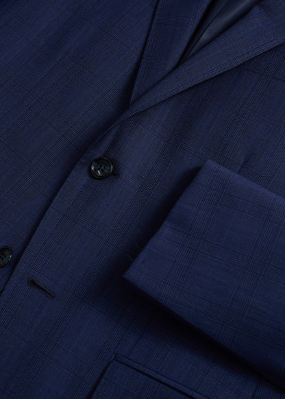 All Year Wool Plaid Suit Mid Blue - Paul Stuart